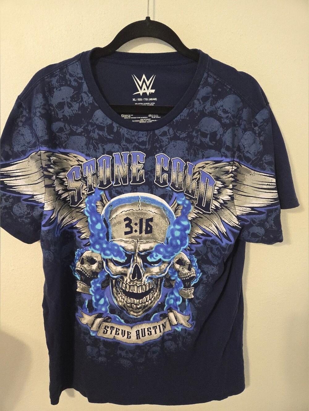 WWE Stone Cold Steve Austin 3:16 T Shirt Mens XL Smoking Skull Wings WWF